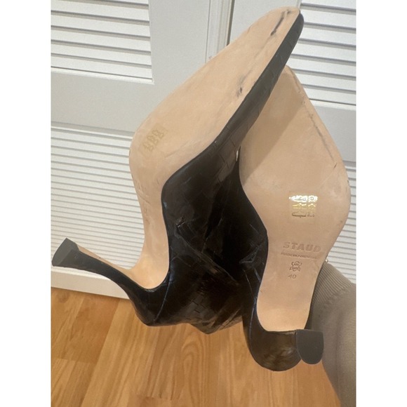 STAUD Cami Black Croc Embossed Knee High Boots New - Picture 6 of 6